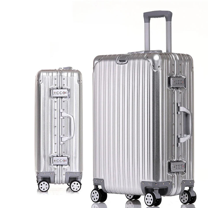 Person zieht eleganten Hartschalenkoffer Sarajevo; der robuste Trolley mit 360-Rollen macht Reisen stressfrei.