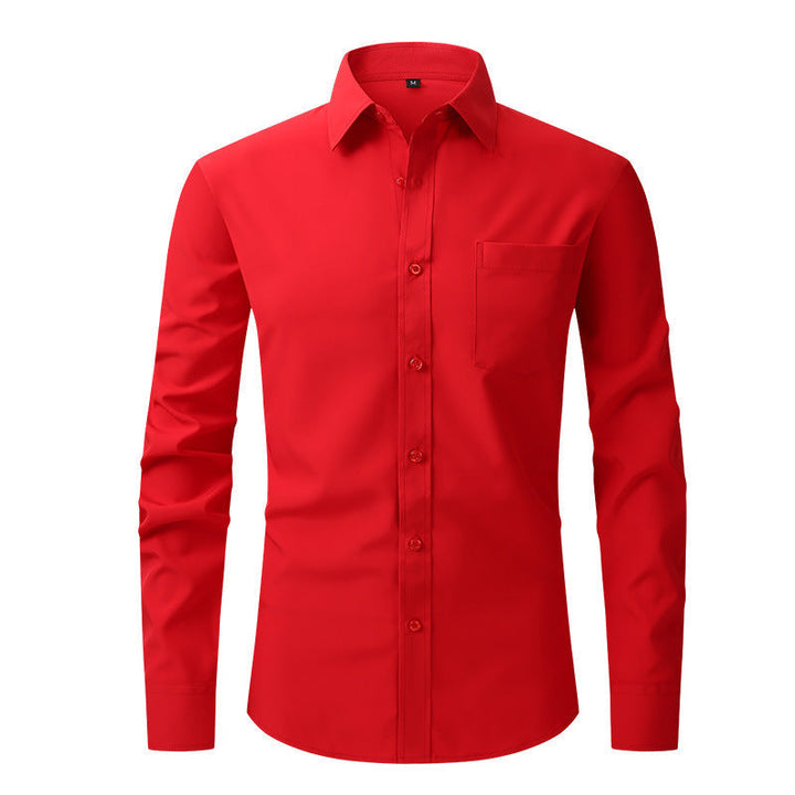 Hellblaues Langarm-Herrenhemd, Modern Fit, mit elegantem Kragen, leicht & vielseitig für warme Tage.
