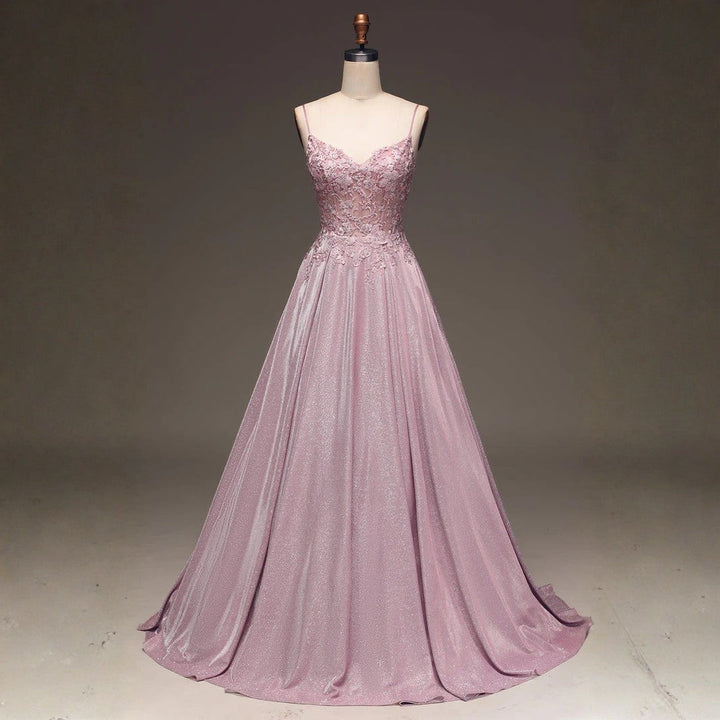 Elegantes Damen Maxi-Kleid in Hellrosa, verziert, ideal als Abendkleid, Hochzeitsgast-Look oder für Partys.