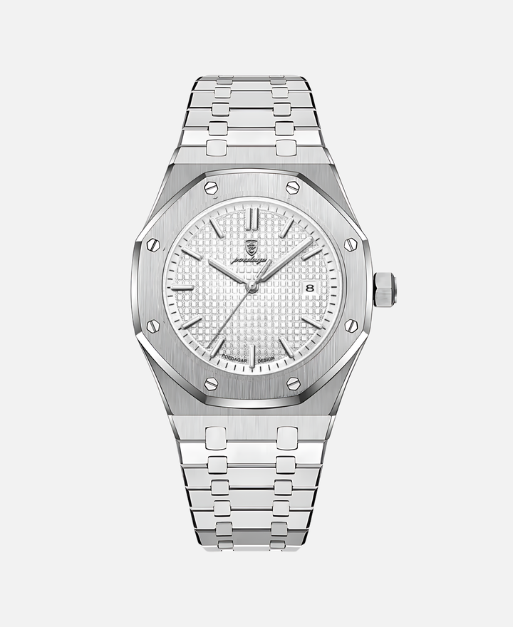 Herren Armbanduhr, 41mm Gehäuse, Quarzwerk, kratzfestes Glas, minimalistisches Zifferblatt, elegant.