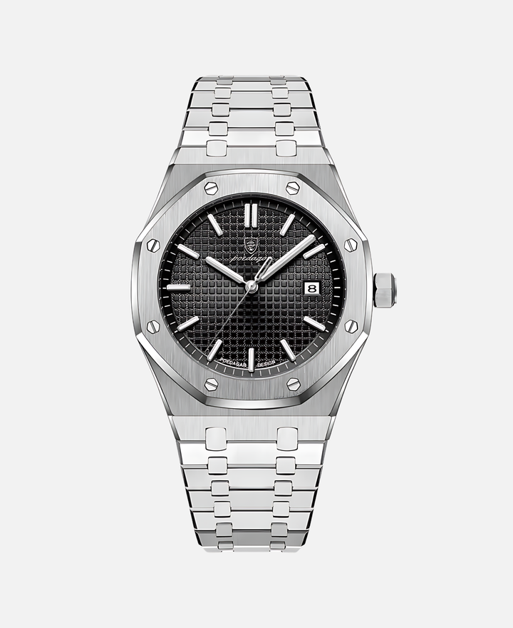 Herren Armbanduhr, 41mm Gehäuse, Quarzwerk, kratzfestes Glas, minimalistisches Zifferblatt, elegant.