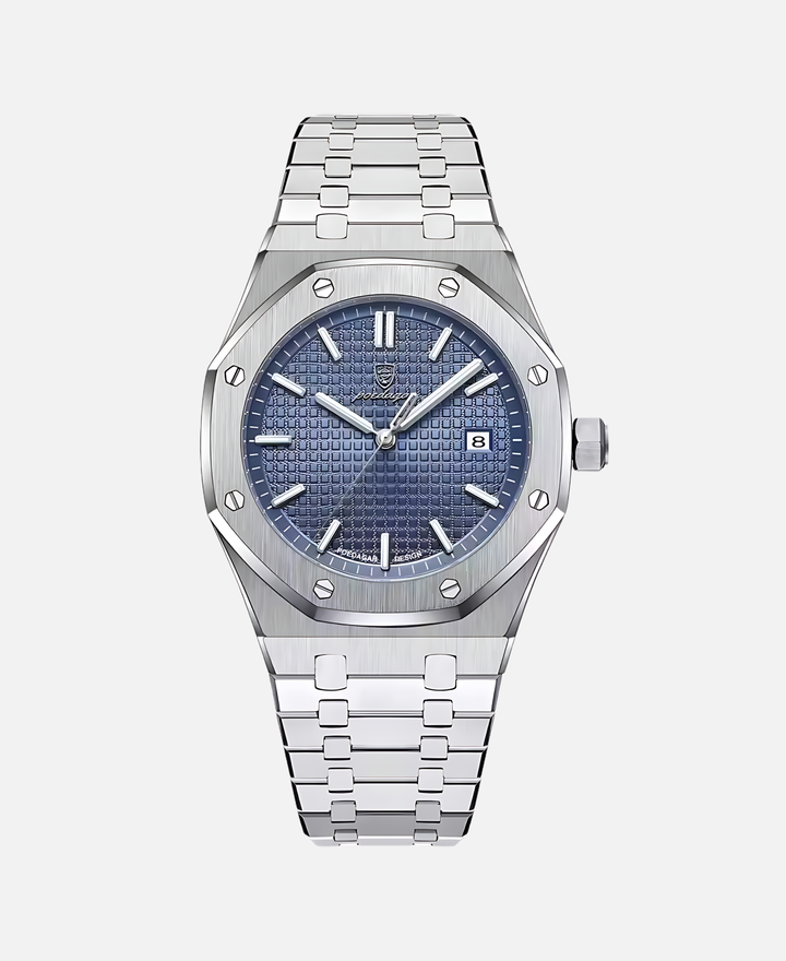 Herren Armbanduhr, 41mm Gehäuse, Quarzwerk, kratzfestes Glas, minimalistisches Zifferblatt, elegant.