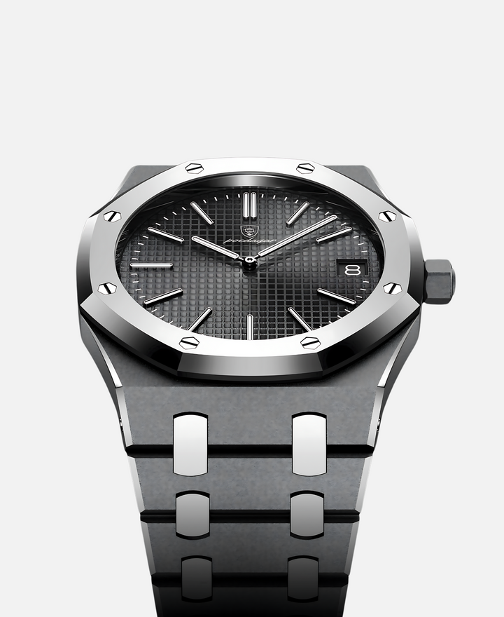 Herren Armbanduhr, 41mm Gehäuse, Quarzwerk, kratzfestes Glas, minimalistisches Zifferblatt, elegant.