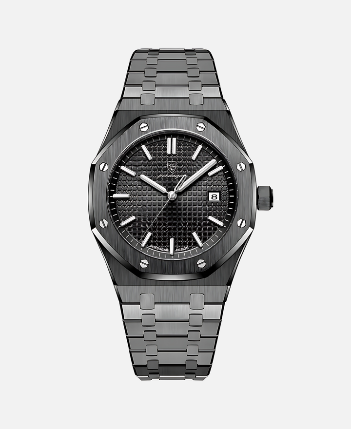 Herren Armbanduhr, 41mm Gehäuse, Quarzwerk, kratzfestes Glas, minimalistisches Zifferblatt, elegant.