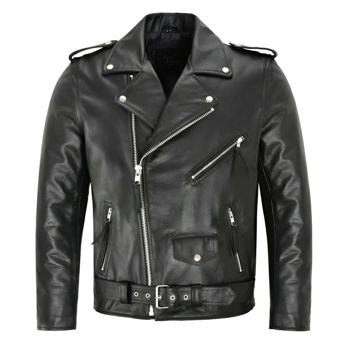 Herren Austin Winter Bikerjacke schwarz mit Gürtel, robust & stilvoll, ideal für kühle Tage.