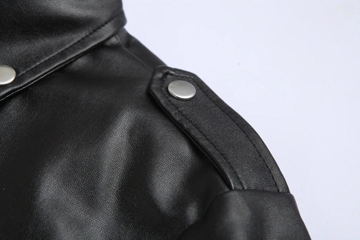 Stilvolle Austin Winter Bikerjacke für Herren in Schwarz, mit verstellbarem Gürtel, perfekt für Motorrad & Outdoor.