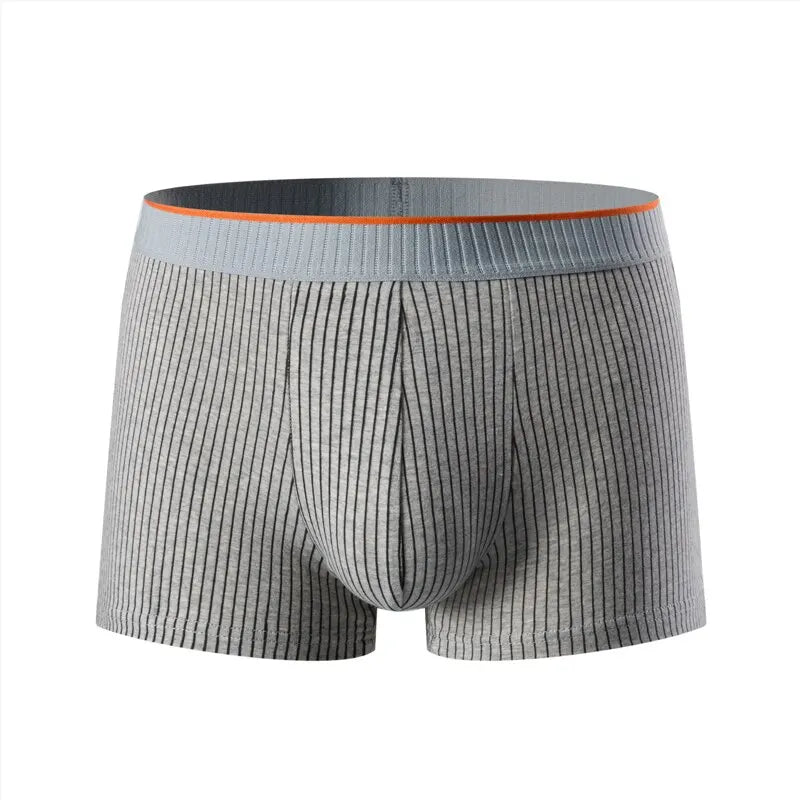 Herren Boxershorts aus Baumwoll-Velours, weich, gestreift, elastisch, atmungsaktiv, für täglichen Komfort, verschiedene Designs
