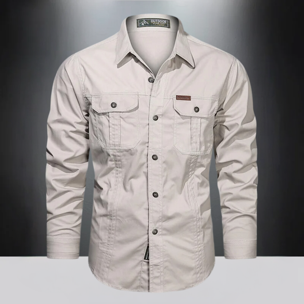 Robustes Utility Shirt für Herren mit Brusttaschen, perfekt für Freizeit & Übergangszeit. Lässiges Langarmhemd.