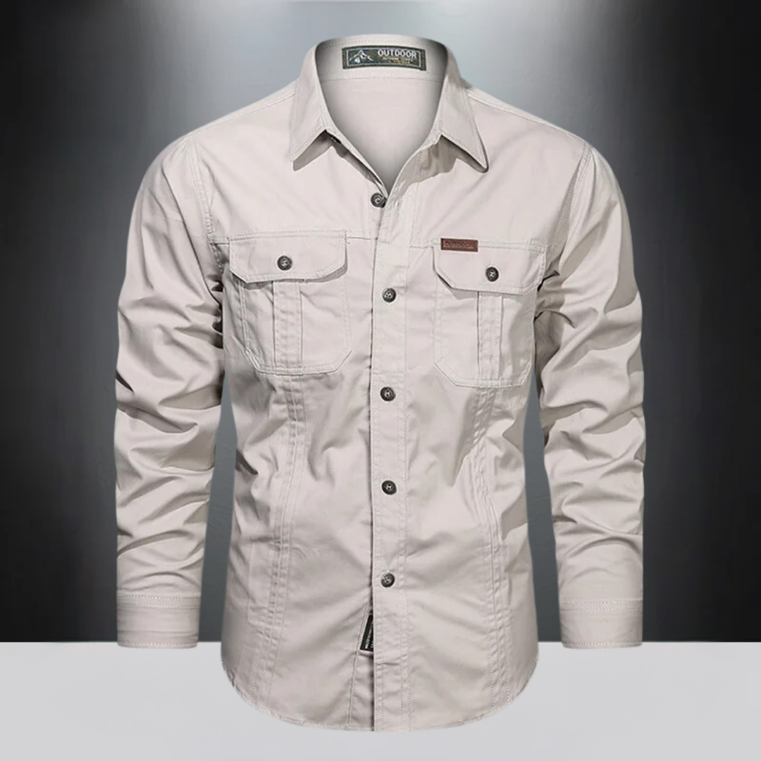 Robustes Utility Shirt für Herren mit Brusttaschen, perfekt für Freizeit & Übergangszeit. Lässiges Langarmhemd.