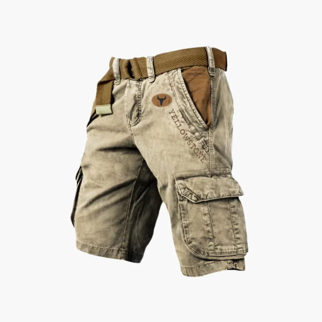 Robuste Outdoorhose für Herren: Cargoshorts in Khaki, bequem und funktional für Abenteuer.