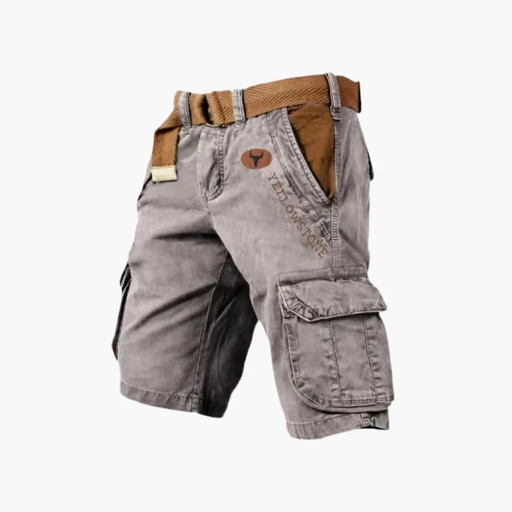 Vielseitige Herren Cargoshorts in Grau; funktionale Freizeithose für Alltag, Sport und Reise.