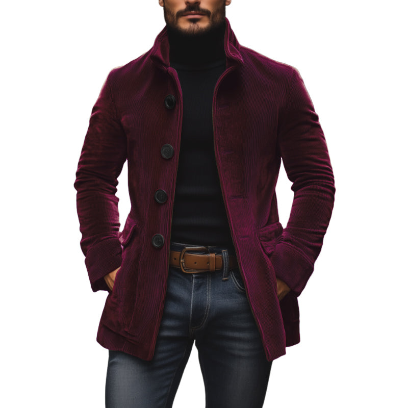 Vielseitige Herren Cordjacke: stylische Freizeitjacke & smarter Casual-Look für den Herbst mit Stehkragen.