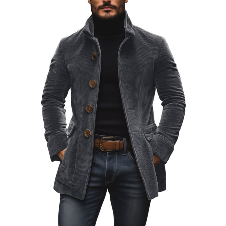 Komfortable Herren Cordjacke für den Herbst. Warme Übergangsjacke mit Stehkragen & stylischem Slimfit-Schnitt.