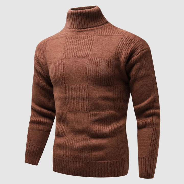 Herren enganliegender Rollkragenpullover aus Strick für elegante Frühlingslooks. Schmal geschnittener Basic-Pullover.