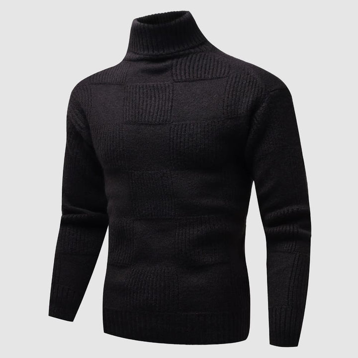 Stylischer Herren Slim Fit Rollkragenpullover, ideal für Frühling, Freizeit und elegante Layering-Looks der Herrenmode.