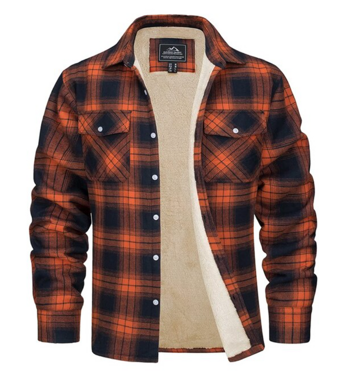 Warme Herrenjacke aus weichem Flanell, perfekt für kühle Herbst- und Wintertage. Bequem und robust.