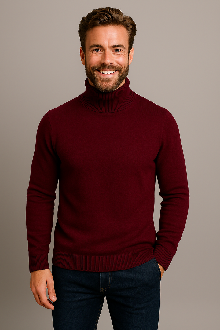 Zeitloser Herren Rollkragenpullover als komfortables Langarmshirt. Perfekt für moderne, elegante Frühlingslooks.
