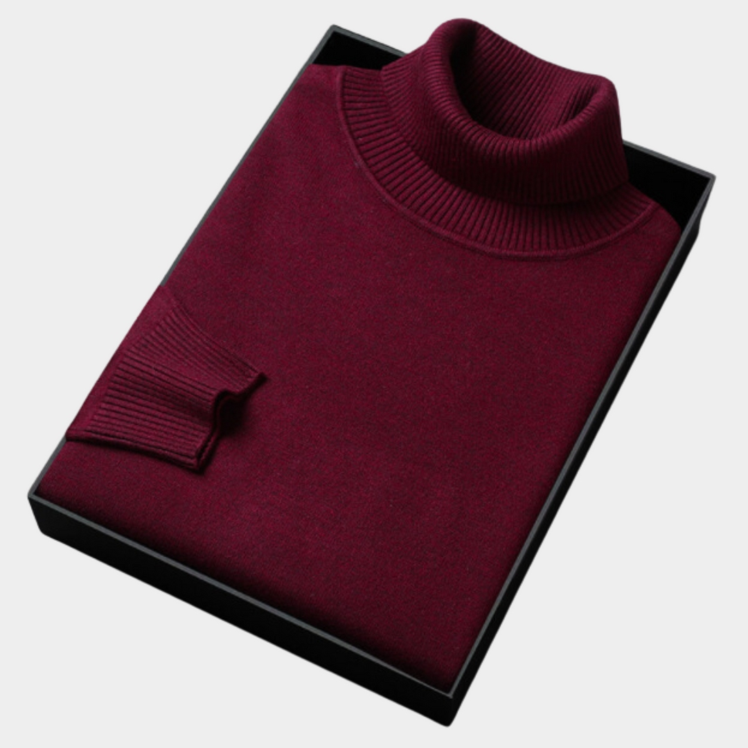 Komfortabler Herren Rollkragenpullover. Weicher Stoff für lange Tage im Büro oder entspannte Abende im Frühling.
