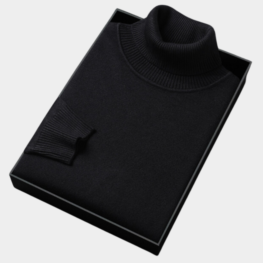 Bequemer Herren Frühlings Rollkragenpullover mit lockerem Schnitt. Eleganter Komfort für Büro und entspannte Freizeit.
