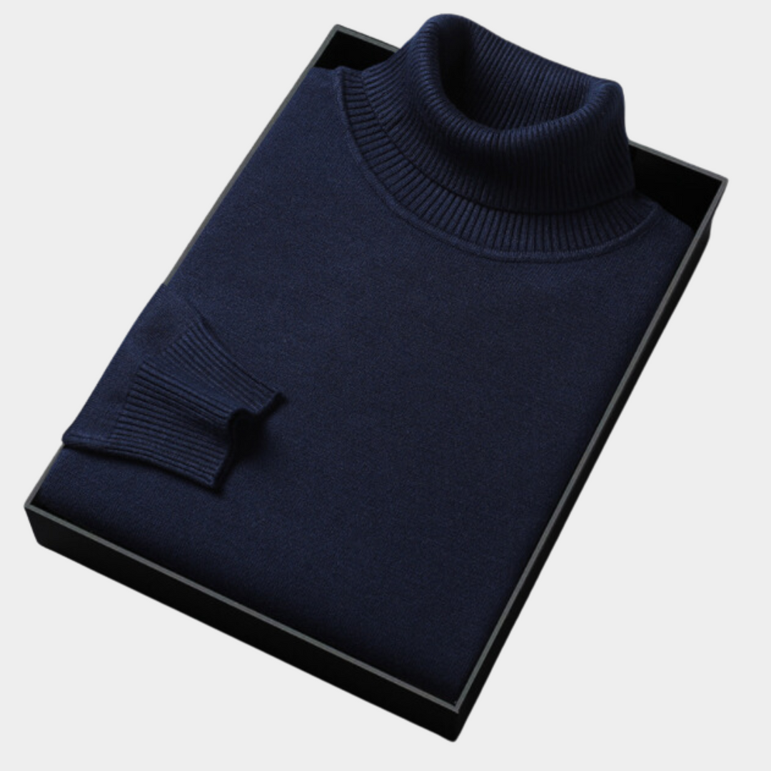 Eleganter Herren Langarm Rollkragenpullover. Vielseitig für Büro, Business Casual und smarte Frühlings-Freizeitmode.
