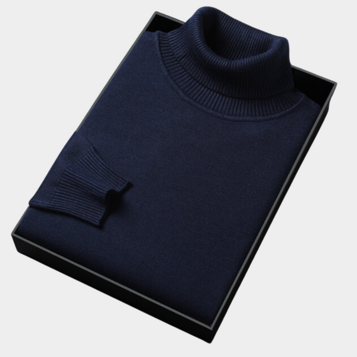 Eleganter Herren Langarm Rollkragenpullover. Vielseitig für Büro, Business Casual und smarte Frühlings-Freizeitmode.