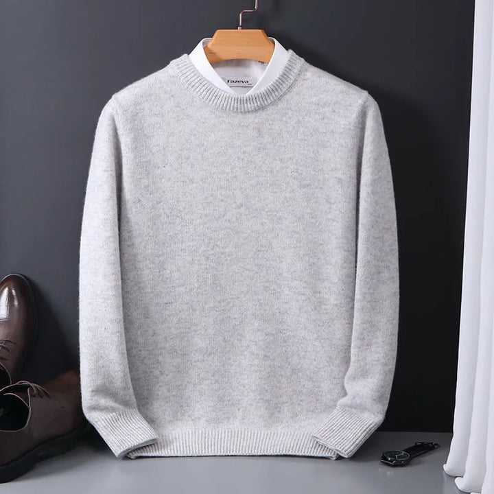 Vielseitiger Basic Herrenpullover, eleganter Rundhals-Frühlingspullover für jeden Anlass.