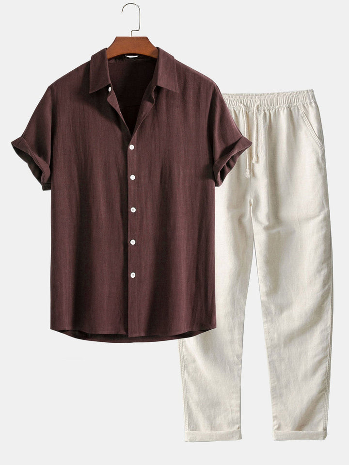 Stylisches Herren Strandset: Zweiteiliges, komfortables Outfit für Strandurlaub & warme Tage. Lässige Herrenmode.