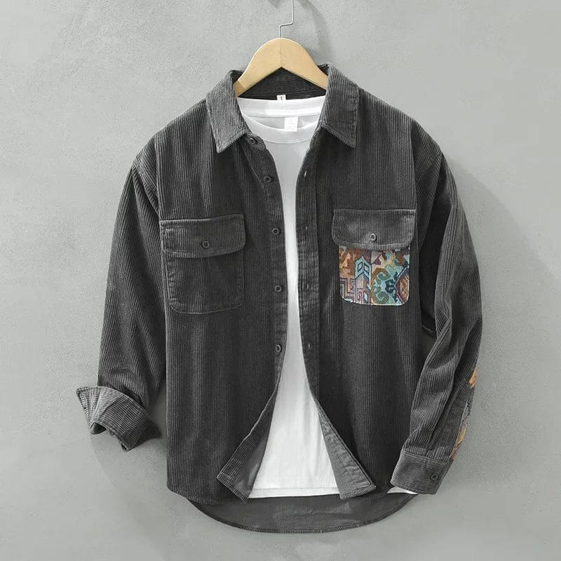 Herren Geripptes Langarm-Hemd in klassischem Design; ideal für Business Casual & Freizeit, bietet eleganten Komfort.