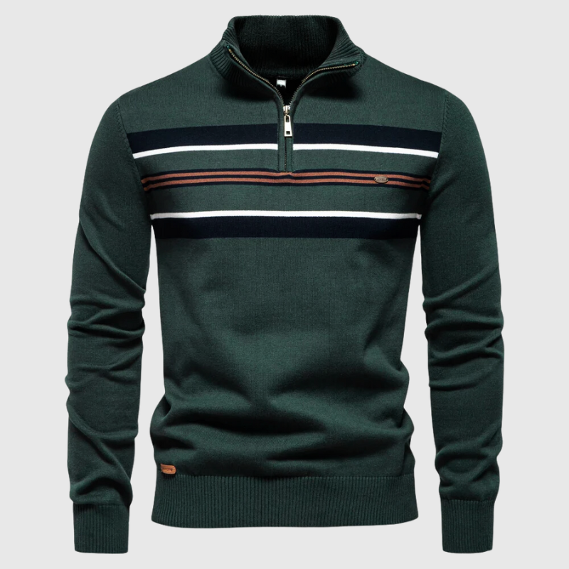 Herren gestreifter Halb-Zip Strickpullover, bequem & modisch. Vielseitiges Oberteil für Herbst & Winter.