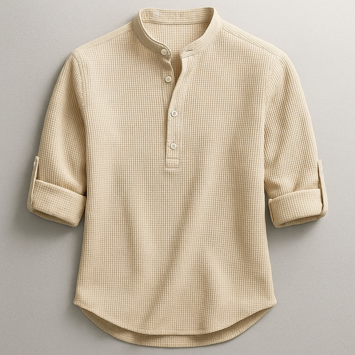 Basic Herren Henley Langarmshirt für Männer. Komfortabel, mit stilvoller Knopfleiste & verstellbaren Ärmeln.
