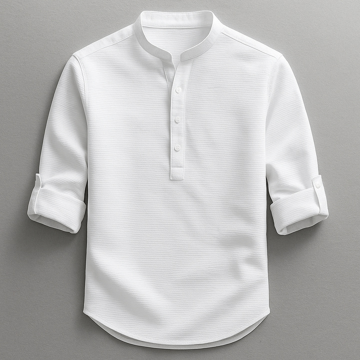 Stylisches Herren Henley Langarmshirt, perfekt als Freizeitkleidung oder Basic für modische Männer-Outfits.