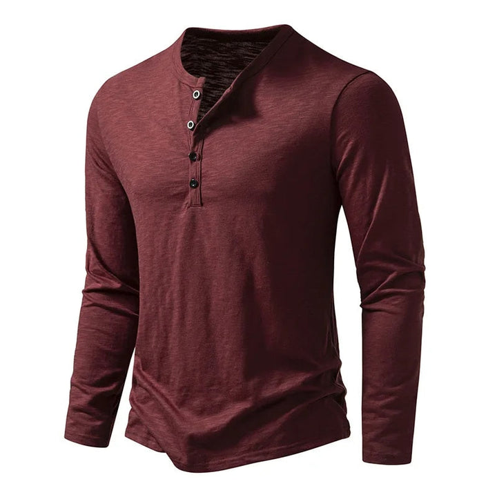 Herren Henley Langarmshirt mit schmaler Passform, modernem Stil und Knopfleiste für Freizeit.