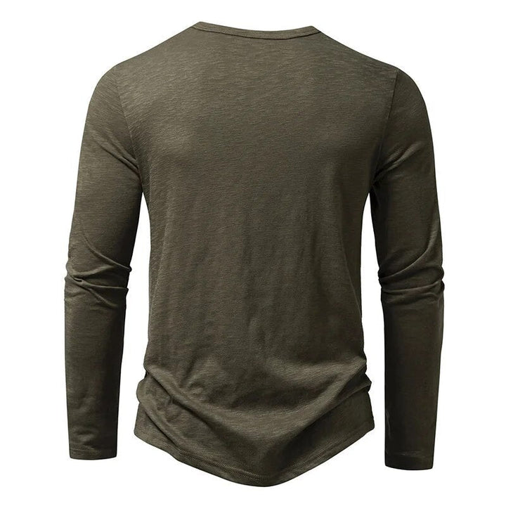 Vielseitiges Herren Henley Langarmshirt, schmale Passform, ideal für Casual- und smarte Alltagslooks.