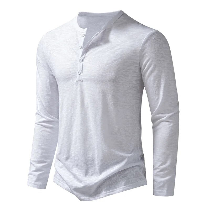 Enganliegendes Herren Henley Langarmshirt, modern & stylisch, ideal für den Alltagslook.