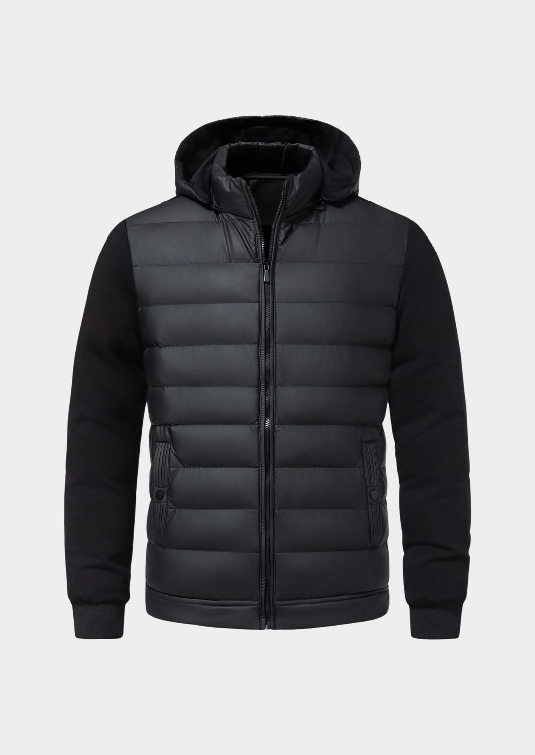 Herren Herbstjacke, Pufferjacke mit abnehmbarer Kapuze, Reißverschluss und mehreren Taschen. Ideal für den Übergang.