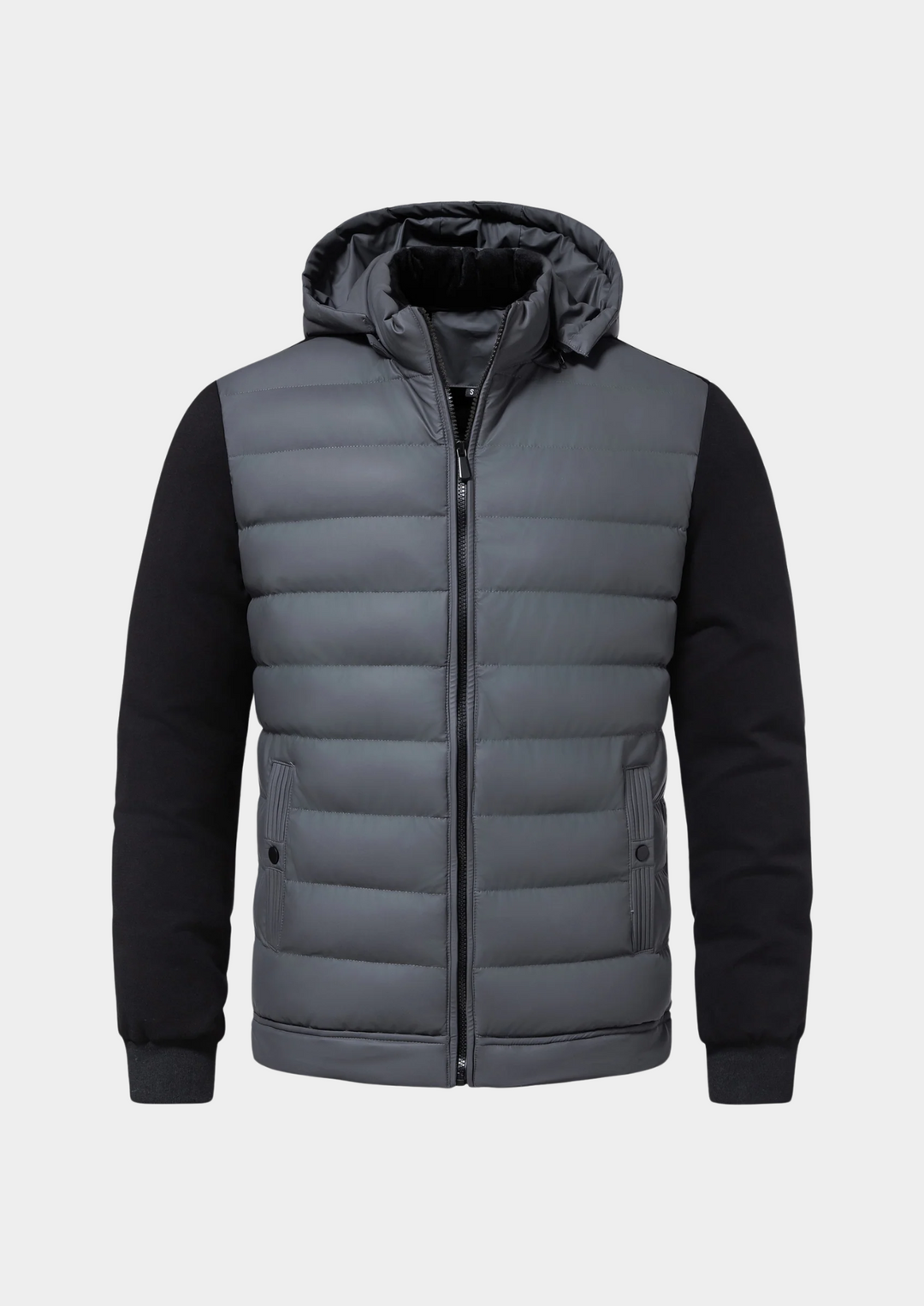 Stylische Herren Übergangsjacke, wind- und wasserabweisend, mit abnehmbarer Kapuze und verstellbarem Saum. Ideale Herrenjacke.