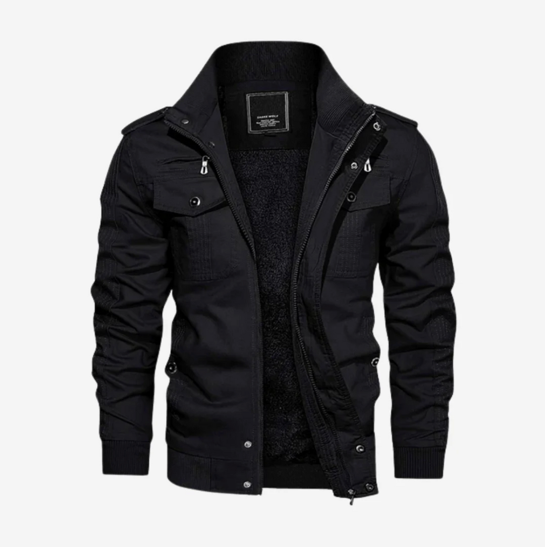 Praktische Herren-Freizeitjacke mit vielen Taschen, Reißverschluss & wetterfestem Design.