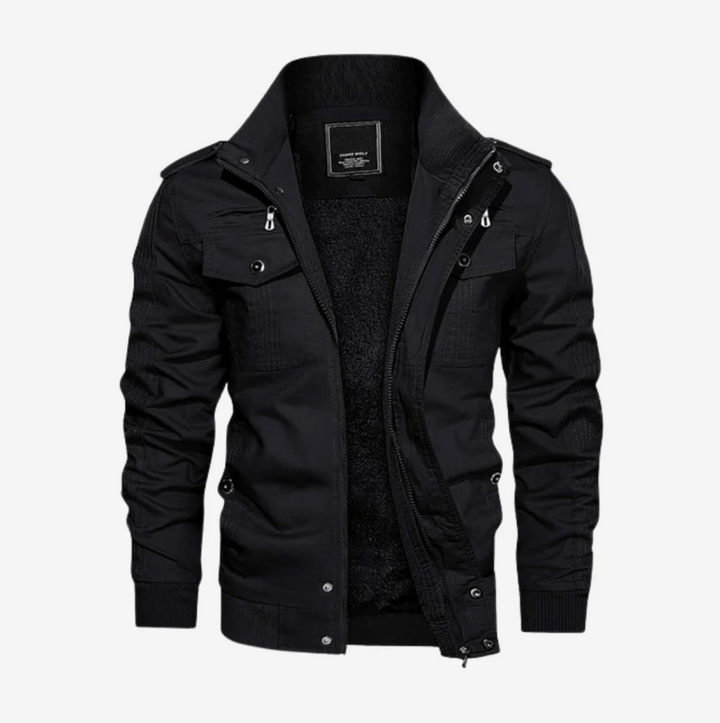 Praktische Herren-Freizeitjacke mit vielen Taschen, Reißverschluss & wetterfestem Design.