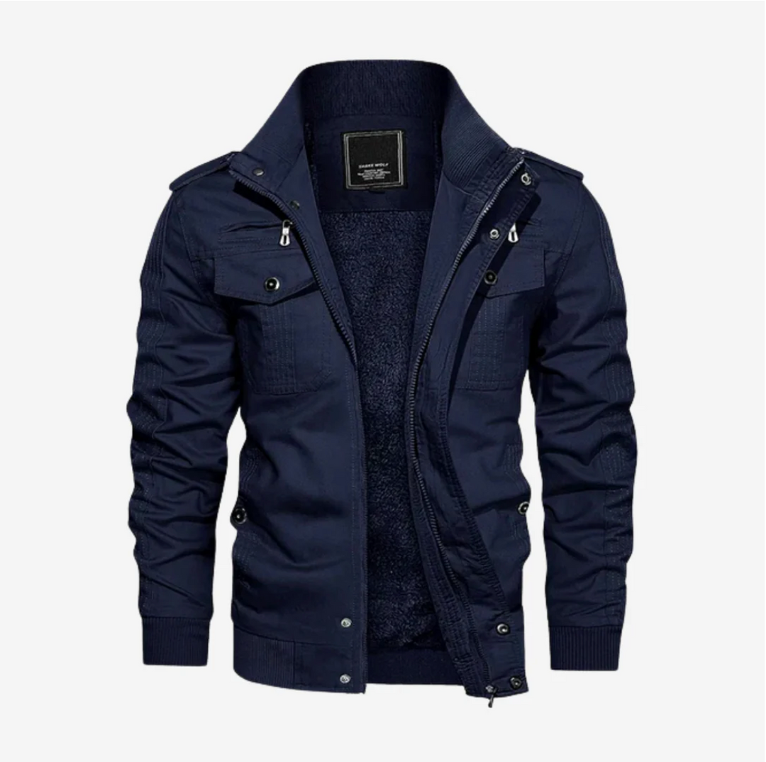 Vielseitige Herren-Herbstjacke, wetterfeste Bomberjacke mit Reißverschluss und Mehrfachtaschen.