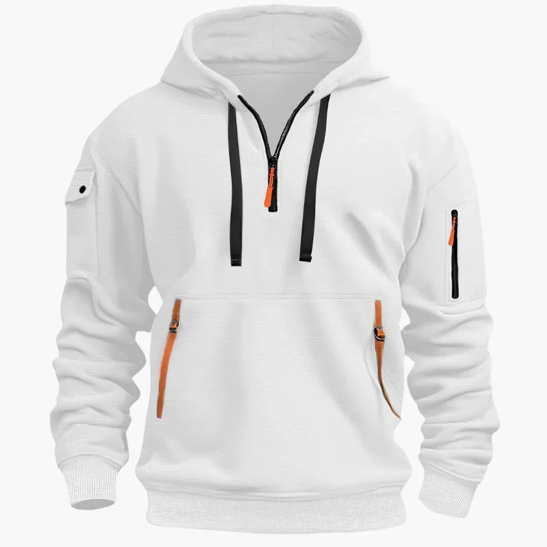 Moderner Herren Hoodie, strukturierter Pullover für einen entspannten Casual Style, hochwertige Freizeitmode.