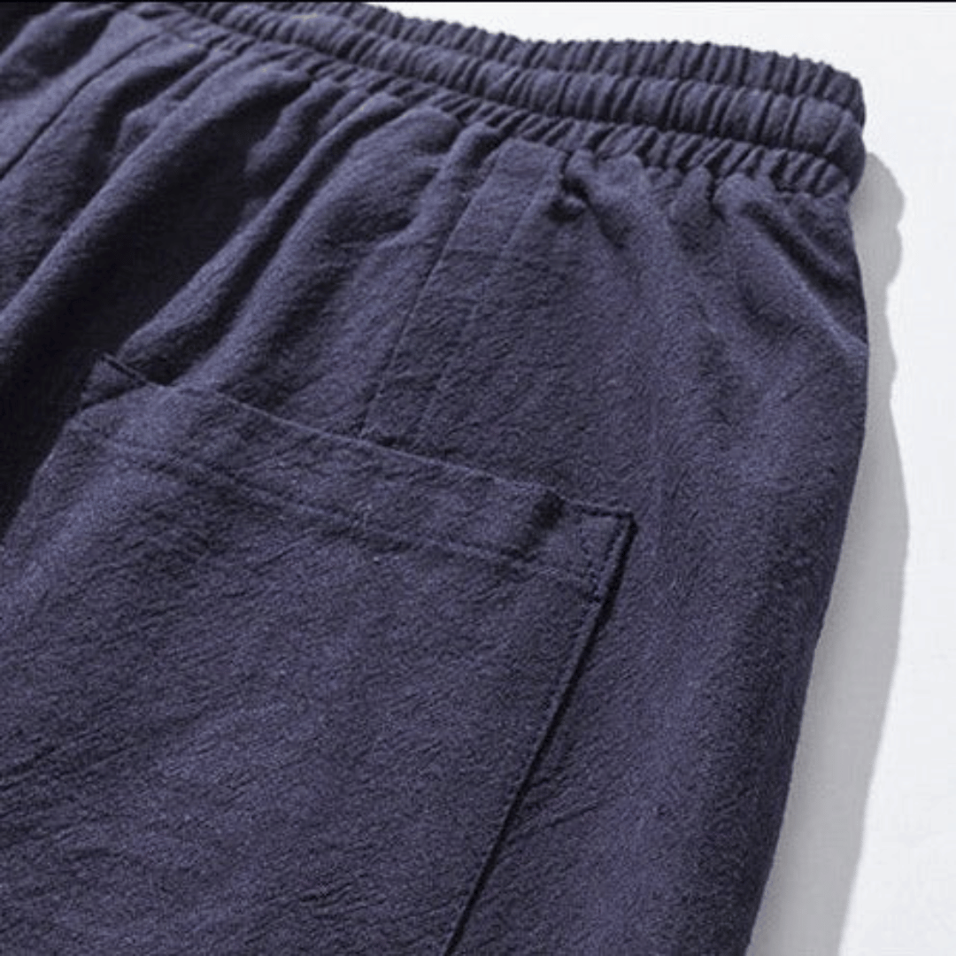 "Herren Japan-Stil Hosen aus Baumwollmischung, lockere Passform, fließende Silhouette, für stilvollen Komfort und Flexibilitä