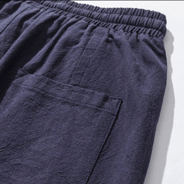 "Herren Japan-Stil Hosen aus Baumwollmischung, lockere Passform, fließende Silhouette, für stilvollen Komfort und Flexibilitä