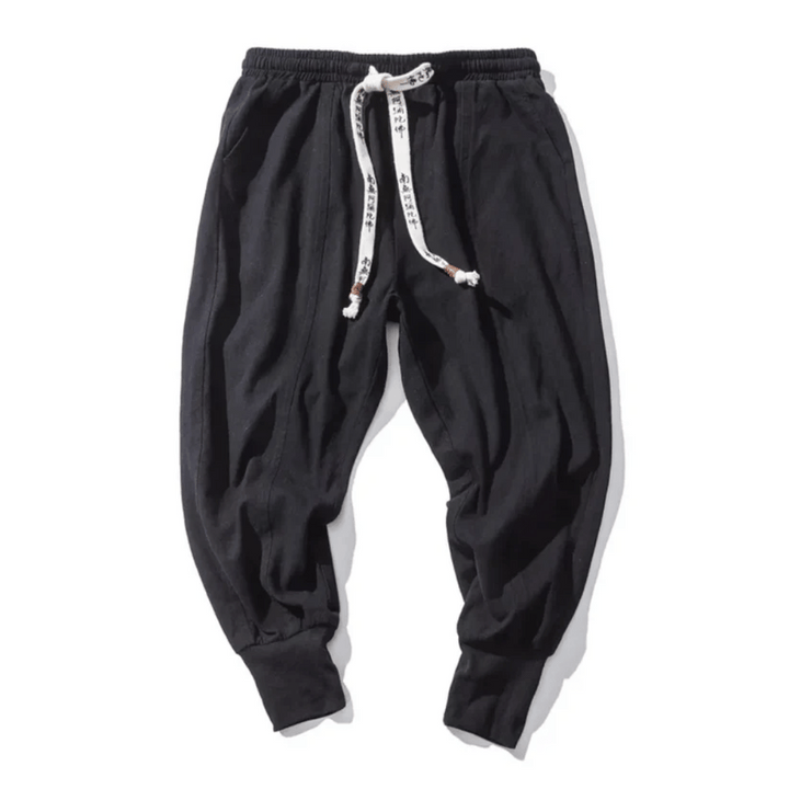 "Herren Japan-Stil Hosen aus Baumwollmischung, lockere Passform, fließende Silhouette, für stilvollen Komfort und Flexibilitä