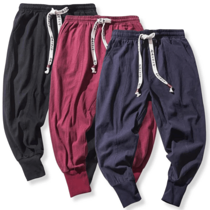 "Herren Japan-Stil Hosen aus Baumwollmischung, lockere Passform, fließende Silhouette, für stilvollen Komfort und Flexibilitä