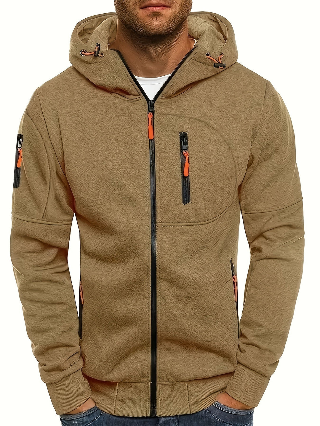 Herren Kapuzenjacke für Herbst: Stilvolle, bequeme Freizeitjacke mit Reißverschluss und Kapuze.