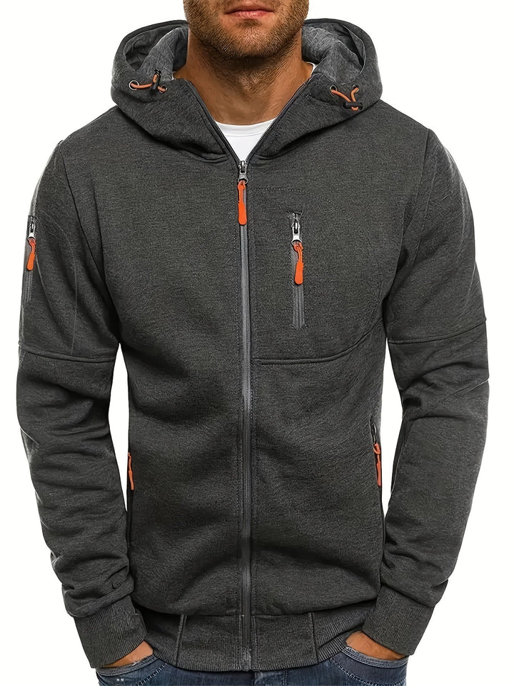Männer Hoodie Jacke: Sportlich-elegante Herrenjacke für kühle Herbsttage, ideal für Outdoor & Freizeit.