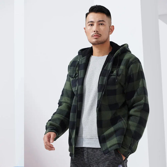 Herren karierte Herbstjacke: Stylische, warme Freizeitjacke mit Kapuze für kühle Tage.