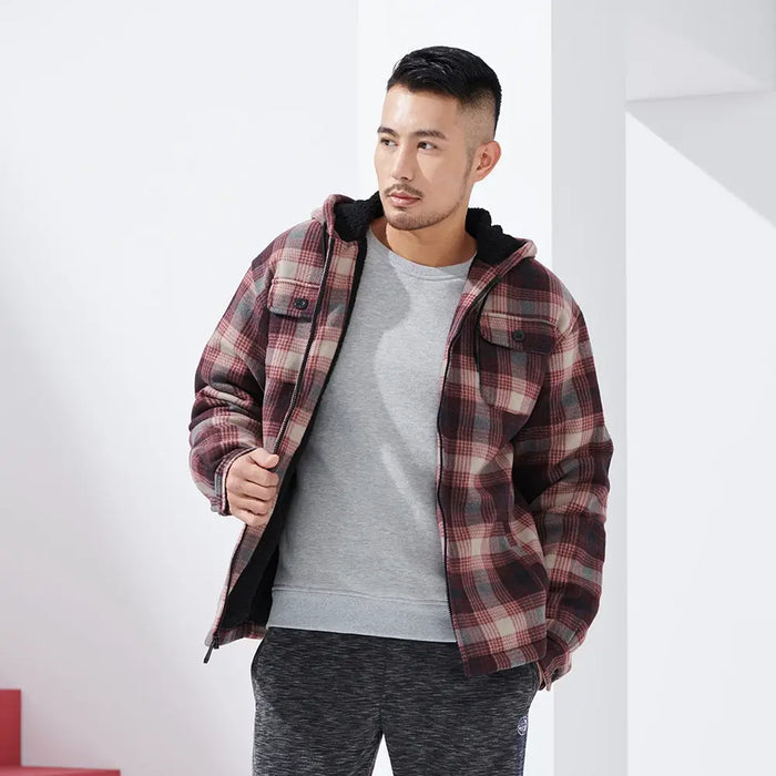 Herrenjacke kariert Herbst/Winter: Kuschelig warme Freizeitjacke mit Kapuze, perfekt für kalte Tage.
