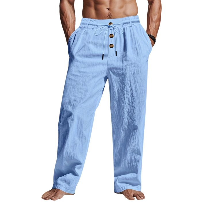 Stylische Herren Kordelzug-Hose, leichte Chino-Optik, perfekt für lässige Frühling/Sommer-Looks.