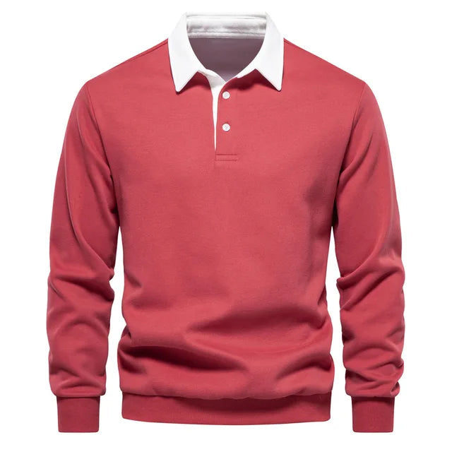Herren Kragenpullover Langarm. Klassischer Strickpullover, ideal für Herbst, Business Casual und Büro.